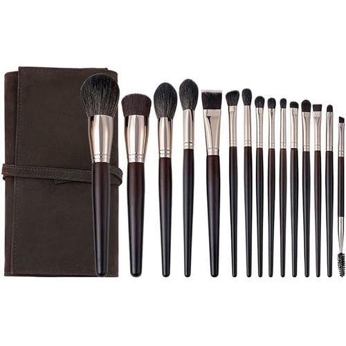 Lot De 15 Pinceaux De Maquillage En Poils D'animaux,Pinceaux À Fond De Teint,Pinceau À Poudre,Pinceau À Fard À Paupières,Accessoires De Beauté 