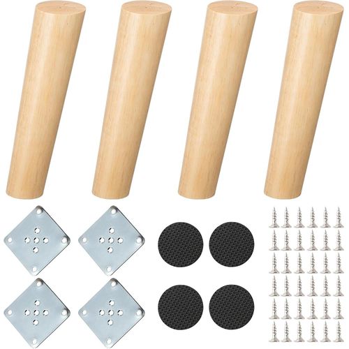 Pied Meuble 4 Pièces Pieds De Meubles En Bois Pieds De Canapé Conique Pieds En Bois Pour Meuble Sofa Fauteuil Lit Chaise (20cm Hauteur)