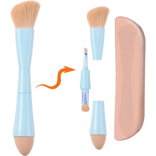 Kit Pinceaux Maquillages 4 En 1 Avec Rangement Voyage Set Pinceaux Maquillage Pinceau Fond De Teint Pinceau Fard À Paupières Pinceau À Sourcils/Eyeliner Pinceau Poudre/Anti-Cerne 
