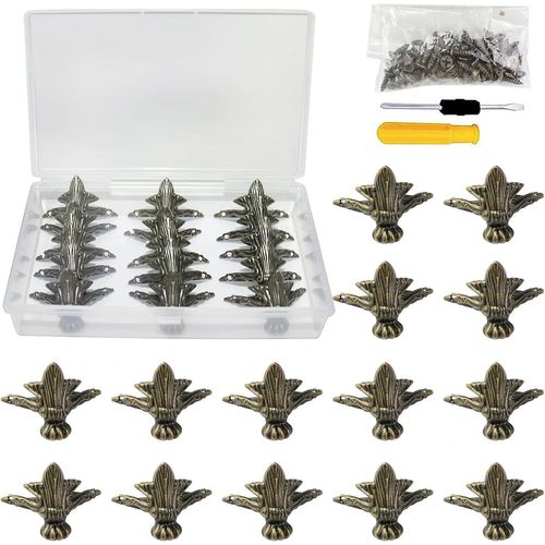 Xz Lot De 20 Pieds De Meubles Antiques En Alliage De Zinc Vintage Pour Boîte À Bijoux,Meubles,Étagère,Table,Avec 40 Vis+Tournevis+Boîte