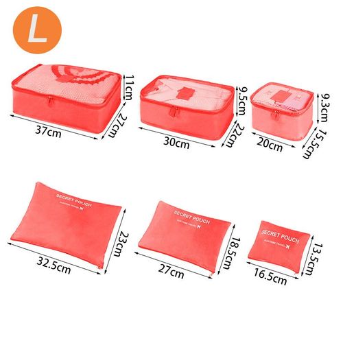 Valise portable de voyage de grande taille,sac de rangement pour vêtements,chaussures,sac de maquillage,bagages,6 pièces - Type L-Watermelon Red