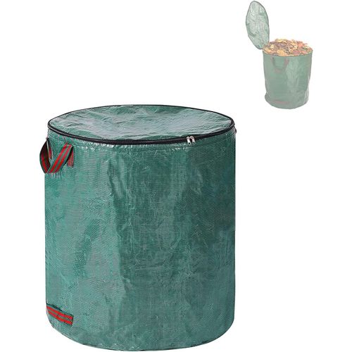 Sac De Jardin,Sacs À Déchets De Jardin Réutilisable Et Pliable,Sacs Poubelle De Jardin Imperméables Et Résistants À La Déchirure,Pe Tressé Avec Poignées,Avec Un Couvercle