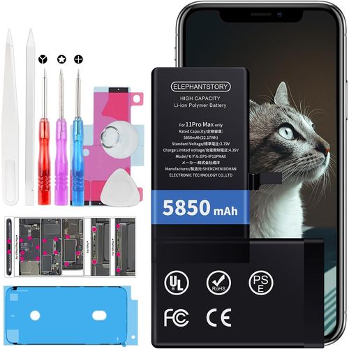 Batterie Pour Iphone 11 Pro Max Haute Capacité 5850mah Batterie A2218 A2161 A2220 Modèle Batterie De Remplacement Interne Avec Kit De Réparation Complet Guide Et Plaque À Vis
