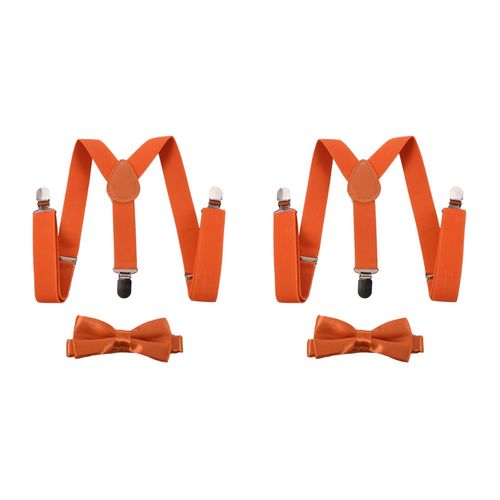 2x Enfants Bretelles Ajustables ?Lastiques Avec Bretelles ? Pince Pour Gar?Ons, Filles, Orange