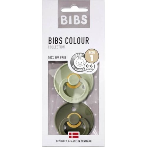 Sucettes Colour Taille 1 Vert Amande/Kaki - Pack De 2 - Bibs