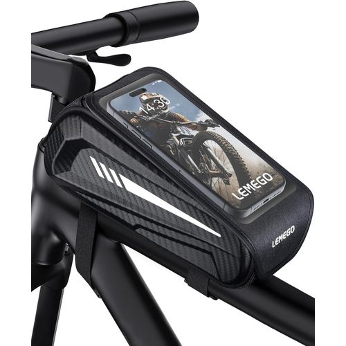 Sac Cadre Velo, Sacoche Velo Étanche, Avec Housse De Pluie Bandes Réfléchissantes, Sac Pour Téléphone Pour Jusqu'à 6,7 Pouces 1l Sac De Tube Supérieur Pour Vélo Moto