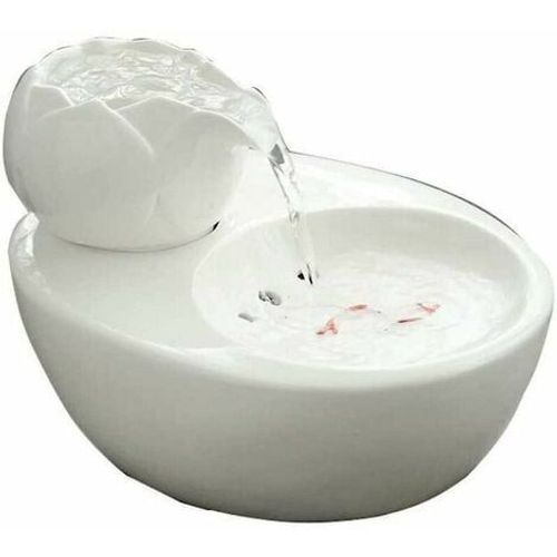 Fontaine Pour Chat Distributeur D'eau En Céramique Pour Animaux De Compagnie - Fontaine À Boire Verticale Lotus Pour Chat - Filtre De Circulation Automatique Santé Et Hygiène De L'eau Fond Cisea