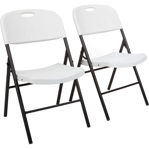 Basics Lot De 2 Chaises En Plastique Pliantes, Capacité De 157,5 Kg, Blanc