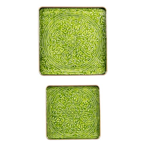Set De 2 Plateaux Carrés Tosca Vert