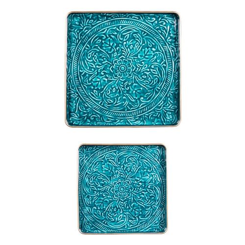 Set De 2 Plateaux Carrés Tosca Bleu