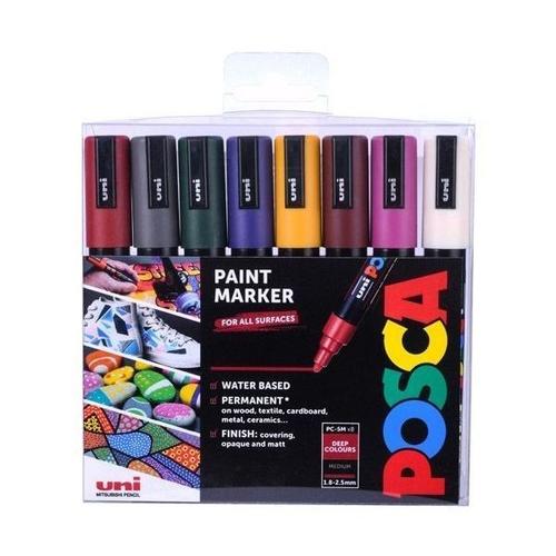 Posca - Pc5m - Medium Tip Pen - Deep Colors, 8 Pc