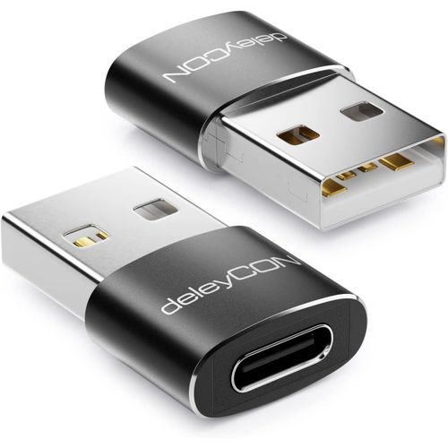 Adaptateur Prise USB C vers USB A [2 Unités] - pour Ordinateur Ordninateur Portable Notebook Aluminium Noir