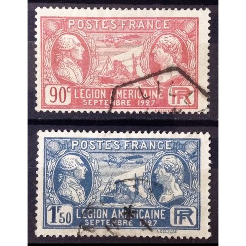 Série Légion Américaine 1927 - Légion Américaine 90c Rouge (N° 244) + Légion Américaine 1f50 Bleu (N° 245) Obl - Cote 4,15 - France Année 1927 - Brn83 - N30304