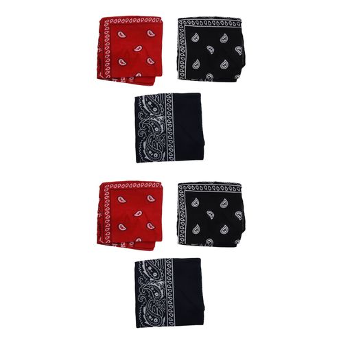 Set De 6 Bandanas Homme Et Femme 57 X 57 Cm Noir+Rouge+Bleu Marine