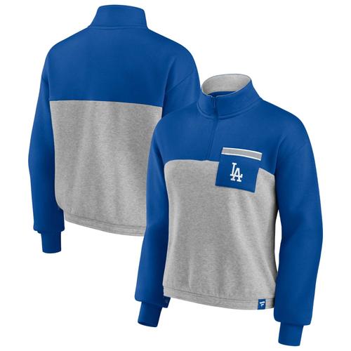 Haut À Fermeture Éclair Sur Le Quart Pour Femme Des Los Angeles Dodgers De Marque Fanatics Royal/Gris Chiné