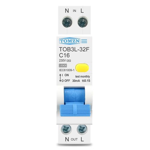 18MM 230V RCBO 1P+N 6KA Disjoncteur Automatique Diff¿¿Rentiel ¿¿ Courant R¿¿Siduel avec Protection Contre les Fuites de Courant, 16A