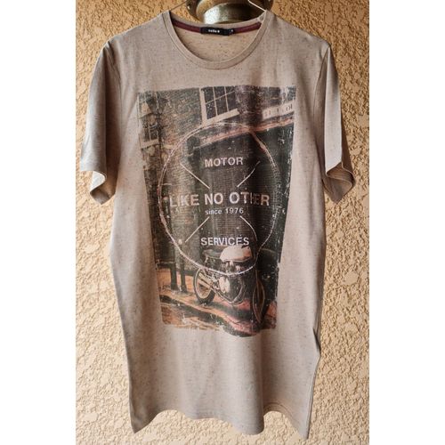 T-Shirt Homme Celio Imprimé Biker Marron M