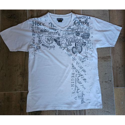 T-Shirt Blanc Imprimé Biker M