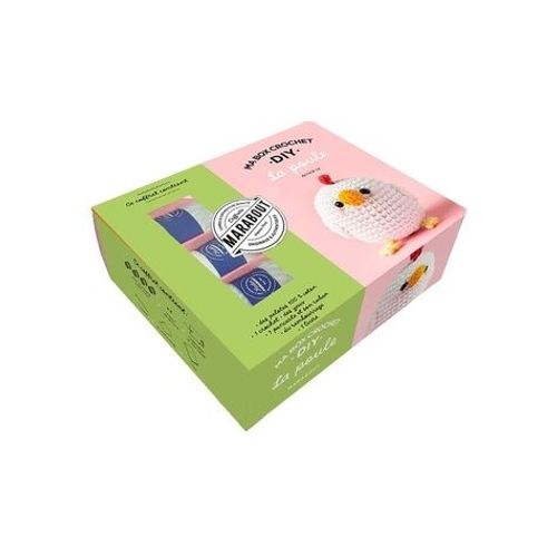 Ma Box Crochet Diy La Poule - Avec 4 Fils De Couleur 100% Coton, 1 Crochet, 2 Yeux, 1 Pancarte Vierge Et Son Ruban, Du Rembourrage