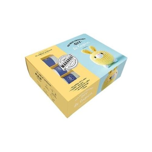 Ma Box Crochet Diy Le Lapin - Avec 3 Fils De Couleur 100% Coton, 2 Yeux, 1 Pancarte Vierge Et Son Ruban, 1 Crochet, Du Rembourrage