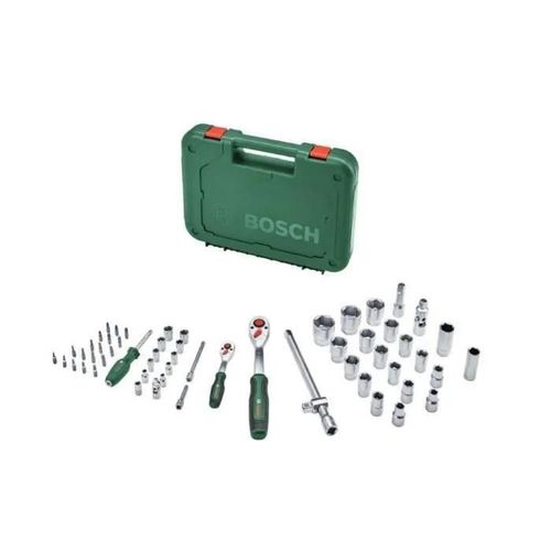 Bosch Set de 57 cliquets 1/4 + 1/2 (pour divers bricolages 55 accessoires couple élevé Softgrip coffret de transport)
