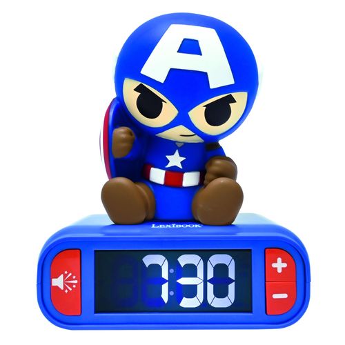 Réveil avec Veilleuse Lumineuse Captain America en 3D