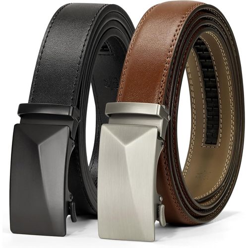 Ceinture Homme Cuir Ceinture Sans Boucle Automatique Avec Cadeau Box Pour Costume Et Jeans,2 Pièces