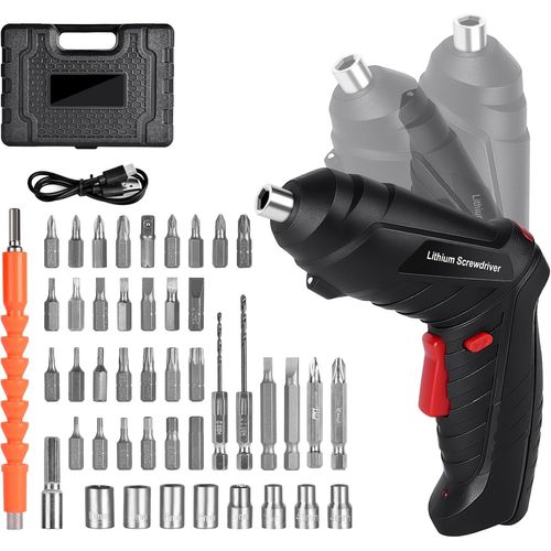 Perceuse Visseuse Sans Fil 3.6Nm,Visseuse Devisseuse 1300Mah 3.6V+46 Accessoires,2 Sens Rotation+Lampe Led,Câble Charge Usb,Idéal Pour Artisans,Installation De Meubles Et Jouets