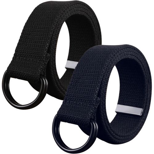 2pcs Ceintures Pour Homme Ceinture Toile,Ceinture Tissu Réglable Avec Double Anneau En D,Ceinture Sans Trou Adaptée Pour Les Loisirs Et Les Voyages