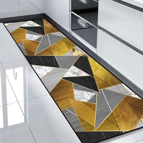 Paillasson Interieur Absorbant Gris Acile À Nettoyer Lavable Antiderapant Moderne Motifs Géométriques Tapis Couloir Long Pour Cuisine Chambre Salon Entree 40x180cm Stile P