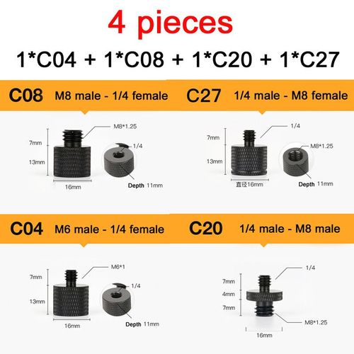 Adaptateur De Convertisseur De Montage À Vis,Trépied,Lumière Annulaire,Perche À Selfie,Plate-Forme De Rail- 4 Pieces-C1