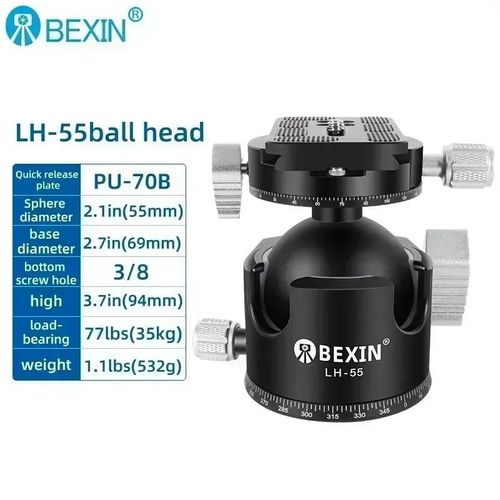 Tête de trépied à profil bas,rotule universelle Guardian pour appareil photo,support de rotule en métal CNC,plaque - LH-55-E2899
