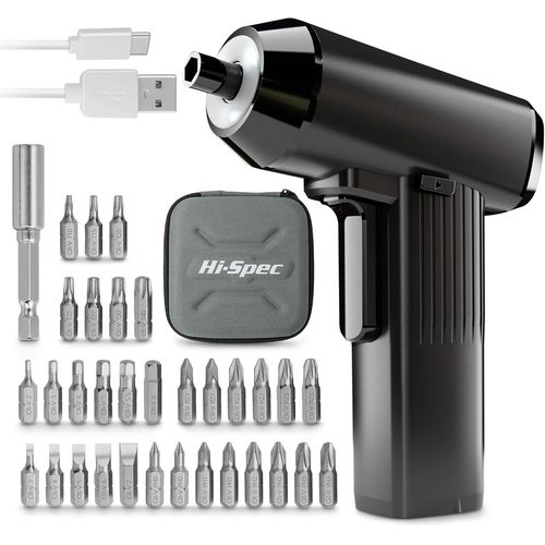 Visseuse Sans Fil Elegante 3.6V Noire,Mini Tournevis Électrique Usb Rechargeable Avec Set De 33 Embouts,Idéal Pour Bricolage Maison Et Bureau,Sac Inclus