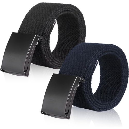 2 Pièces Ceinture Homme,Ceinture En Nylon Homme Ceinture De Travail Ajustable Boucle Metallique Ceinture En Toile Extensible Sans Trou Pour Hommes Ceinture,Longueur 135 Cm