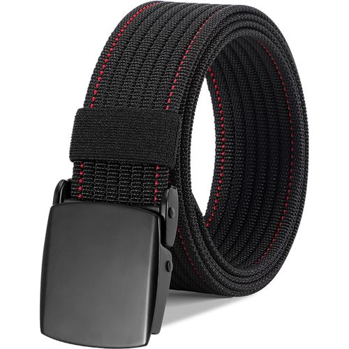 Ceinture En Toile Pour Homme Entièrement Réglable-Taille Jusqu'à 150 Cm Avec Boucle À Rabat Noir