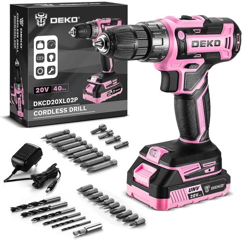 Perceuse Électrique Sans Fil : Perceuse Sans Fil Rose 20 V Pour Femmes Perceuses Sans Fil Avec Batterie Et Chargeur,Kit De Perceuse-Visseuse 20 V