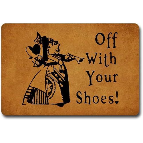 Paillasson « Off With Your Shoes ! » Reine De C?Urs Alice Au Pays Des Merveilles Paillasson Paillasson Paillasson Humoristique Paillasson Décoratif D'intérieur Ou D'extérieur Paillasson Lavable En