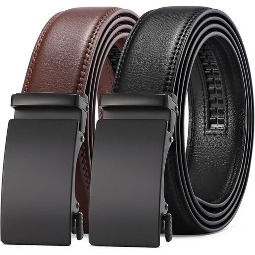 Ceinture Homme,Lot De 2 Ceintures Pour Homme,Ceinture À Cliquet Avec Boucle Automatique,Ceinture Pour Homme,Largeur Réglable De 35 Mm,Avec Boîte Cadeau