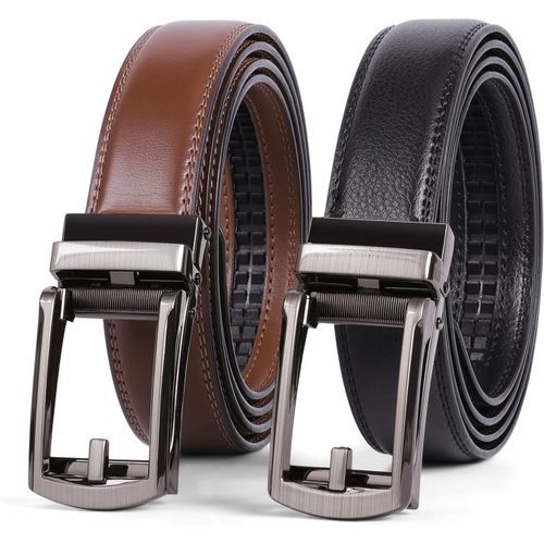 Lot De 2 Ceintures Automatiques En Cuir Pour Homme-Pour Costume Et Loisirs-Avec Boucle Automatique
