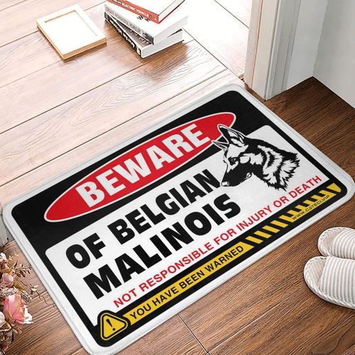 Tapis De Cuisine « Beware Of Belge Malinois »-Paillasson D'automne-Tapis D'extérieur Pour Porte D'entrée(Taille : 40 X 60 Cm)
