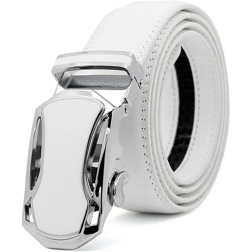 Ceinture Pour Homme En Cuir Véritable Avec Boucle Automatique 35mm Blanc