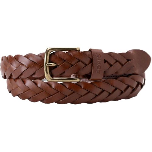 Leather Braid Belt,Brown,100 Homme