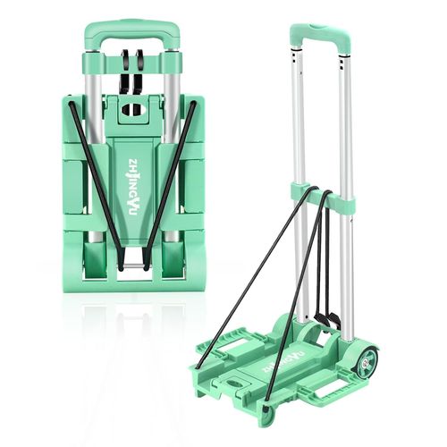 Diable Pliable-Chariot De Pliable À 2 Roues-Grand Châssis Extensible-Capacité De Charge Pour Bagages,Personnel,Voyage,Déménagement Et Utilisation Au Bureau(Vert)