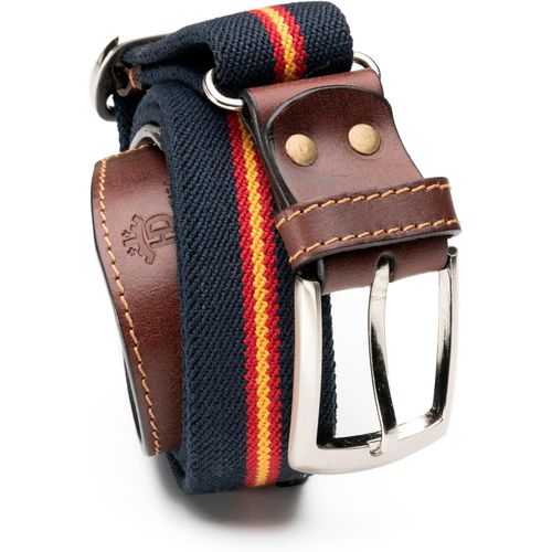 Ceinture Pour Homme Drapeau De L'espagne Élastique Et Finition En Cuir.(Réglable Vale) De La Taille 90 À La 120