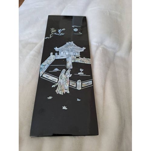 Panneau De Laque Marquetés Instration De Nacre. Balade au clair de lune.