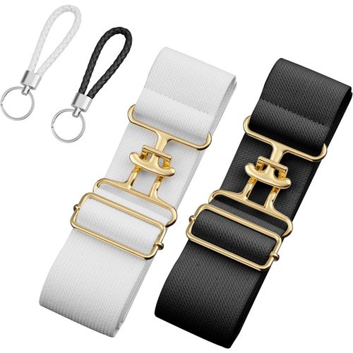 2pcs Ceintures Équestres,Ceinture D'équitation Équestre De 3,8cm Ceinture D'équitation Élastique Ajustable Avec Sangle De Clé En Cuir Ceinture De Mors De Cheval Pour Sports Équestres