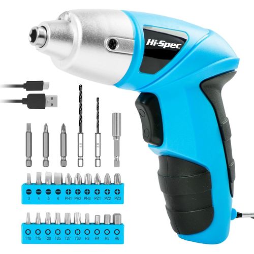 Visseuse Sans Fil 3.6V Bleue,Tournevis Electrique Rechargeable Usb 27 Pièces,23 Embouts,Outils Bricolage Pour Maison Et Bureau