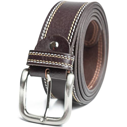Ceinture Homme En Cuir Marron Et Noir Avec Boucle Brossée Pour Habiller Et Travailler Est Une Ceinture 100 % Cuir