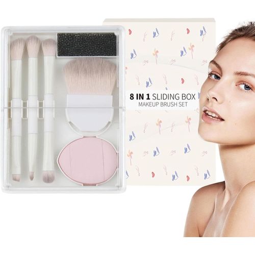 Ensemble De Pinceaux De Maquillage Pour Femme,Accessoires De Maquillage De Voyage Avec Boîte De Rangement ¿ Ensemble De Pinceaux De Maquillage Portables,Outils De Beauté Pour Les Yeux,Les Joues, 