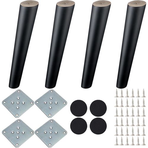 Pied Meuble 4pcs Pieds De Meubles En Bois Pieds De Canapé Cône Oblique Pieds En Bois Noir Pour Meuble Sofa Chaise (25cm Hauteur)